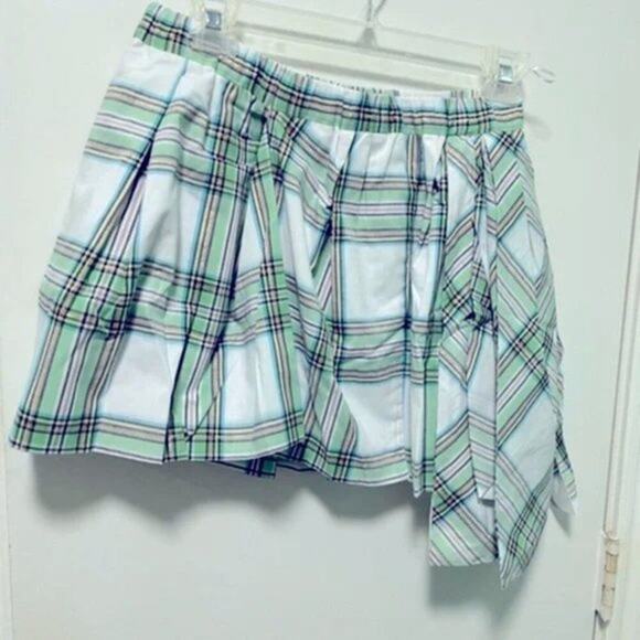 N21 tartan Mini skirt green and white size 8 - Picture 2 of 5